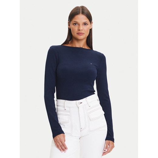 Tommy Hilfiger Bluzka WW0WW47309 Granatowy Slim Fit ze sklepu MODIVO w kategorii Bluzki damskie - zdjęcie 185533190