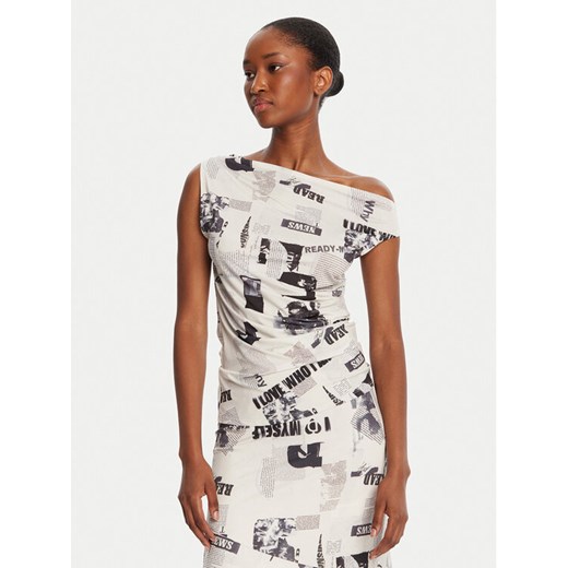 Desigual Bluzka Breaking News 25WWTK10 Écru Regular Fit ze sklepu MODIVO w kategorii Bluzki damskie - zdjęcie 185533370