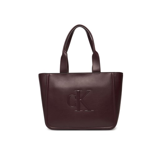 Calvin Klein Torebka Bold Ck Medium Tote LV04F3218G Bordowy ze sklepu MODIVO w kategorii Torby Shopper bag - zdjęcie 185533410