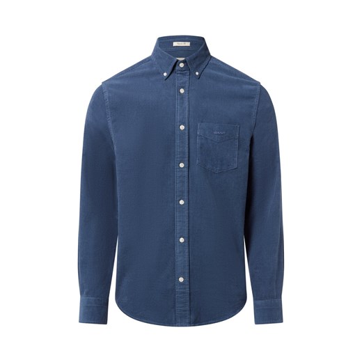 Gant Męska koszula sztruksowa Mężczyźni Regular Fit Bawełna indygo jednolity ze sklepu vangraaf w kategorii Koszule męskie - zdjęcie 185534652