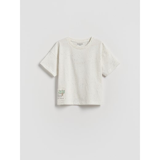 Reserved - T-shirt z bawełną - złamana biel ze sklepu Reserved w kategorii T-shirty chłopięce - zdjęcie 185534943