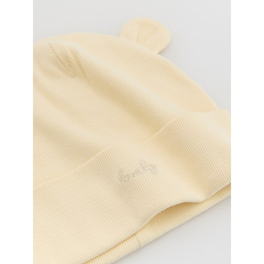 Reserved - Bawełniana czapka z uszkami - kremowy Reserved 6-12 miesięcy Reserved