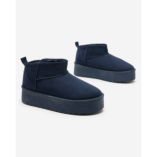 Royalfashion Granatowe krótkie damskie buty a'la śniegowce Teritsi ze sklepu royalfashion.pl w kategorii Śniegowce damskie - zdjęcie 185536811