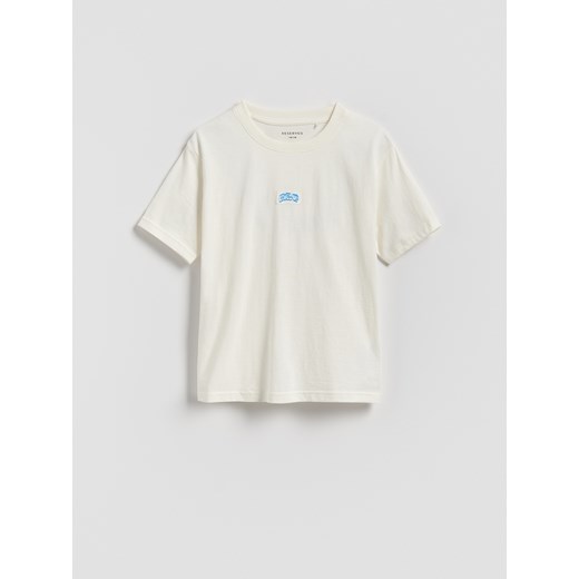Reserved - Bawełniany t-shirt oversize - złamana biel ze sklepu Reserved w kategorii T-shirty chłopięce - zdjęcie 185537232