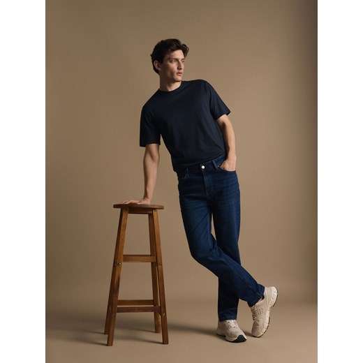 Reserved - Bawełniany t-shirt regular fit - granatowy ze sklepu Reserved w kategorii T-shirty męskie - zdjęcie 185537444