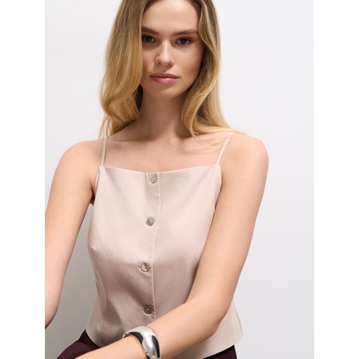 Mohito - Kamizelka z lyocellu - beżowy Mohito 36 Mohito