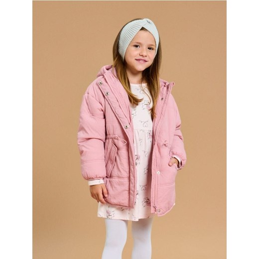 Sinsay - Ocieplany płaszcz z kapturem - różowy ze sklepu Sinsay w kategorii Płaszcze dziewczęce - zdjęcie 185542540
