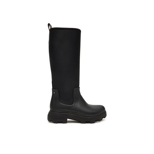 Kalosze Tommy Hilfiger Flag Long Warm Lining FW0FW08973 Czarny ze sklepu eobuwie.pl w kategorii Kalosze damskie - zdjęcie 185544181
