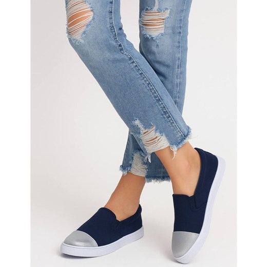 Wsuwane granatowe trampki dziewczęce slip on /D5-2 13683  T004/ ze sklepu Pantofelek24.pl w kategorii Trampki dziecięce - zdjęcie 185544974