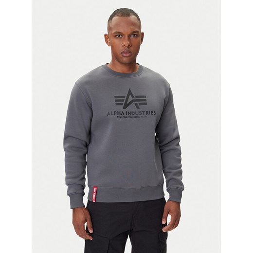 Alpha Industries Bluza Basic 178302 Szary Regular Fit ze sklepu MODIVO w kategorii Bluzy męskie - zdjęcie 185548180