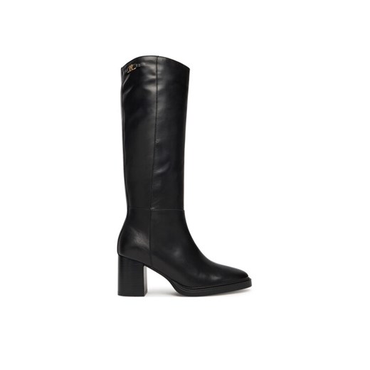 Tommy Hilfiger Kozaki Stacked Heel Leather Long Boot FW0FW08865 Czarny ze sklepu MODIVO w kategorii Kozaki damskie - zdjęcie 185548204