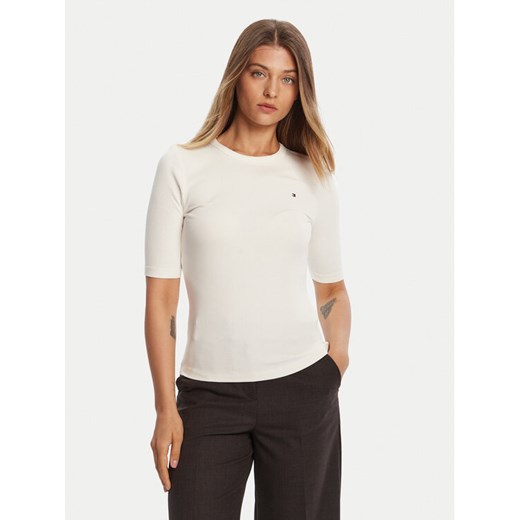 Tommy Hilfiger Bluzka WW0WW47308 Écru Slim Fit ze sklepu MODIVO w kategorii Bluzki damskie - zdjęcie 185550703