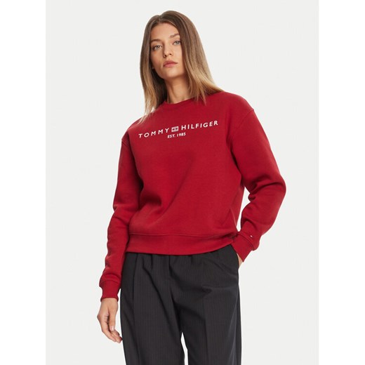 Tommy Hilfiger Bluza WW0WW39791 Czerwony Relaxed Fit ze sklepu MODIVO w kategorii Bluzy damskie - zdjęcie 185550770