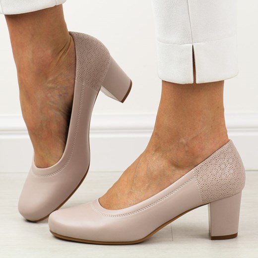 Szare czółenka damskie na słupku Sergio Leone pb409 Sergio Leone 36 suzana.pl