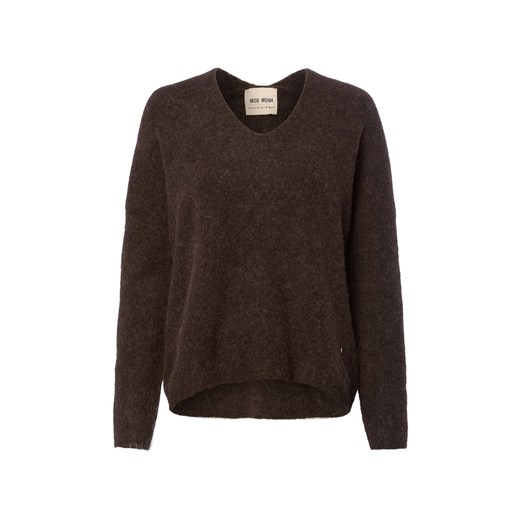 MOS MOSH Sweter damski z zawartością alpaki - MMThora Kobiety Wełna czekoladowy jednolity ze sklepu vangraaf w kategorii Swetry damskie - zdjęcie 185551794