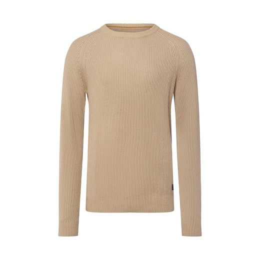 Jack & Jones Sweter - JJPannel Mężczyźni Sztuczne włókno beżowy jednolity ze sklepu vangraaf w kategorii Swetry męskie - zdjęcie 185551804
