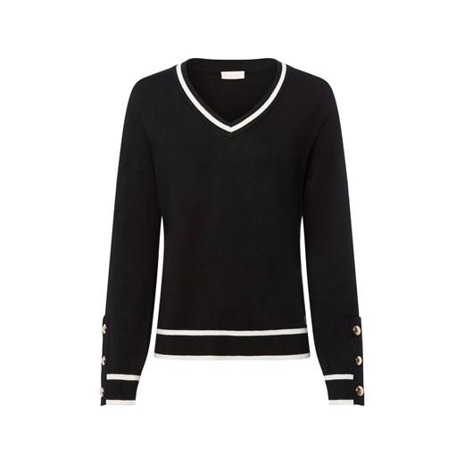 Liu Jo Collection Damski sweter z dzianiny z zawartością jedwabiu - Maglia Chiusa Kobiety czarny jednolity ze sklepu vangraaf w kategorii Swetry damskie - zdjęcie 185551813