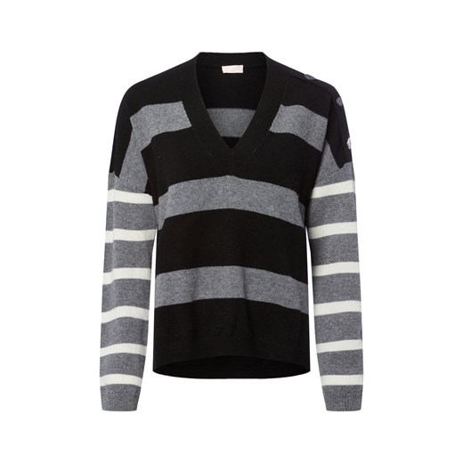 Liu Jo Collection Sweter damski z dzianiny - Maglia chiusa Kobiety Wełna czarny w paski ze sklepu vangraaf w kategorii Swetry damskie - zdjęcie 185551822