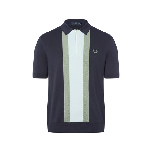 Fred Perry Męska koszulka polo z dzianiny Mężczyźni drobna dzianina granatowy jednolity ze sklepu vangraaf w kategorii T-shirty męskie - zdjęcie 185551840
