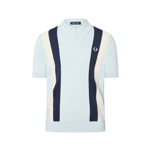 Fred Perry Męska koszulka polo z dzianiny Mężczyźni drobna dzianina jasnoniebieski jednolity ze sklepu vangraaf w kategorii T-shirty męskie - zdjęcie 185551841