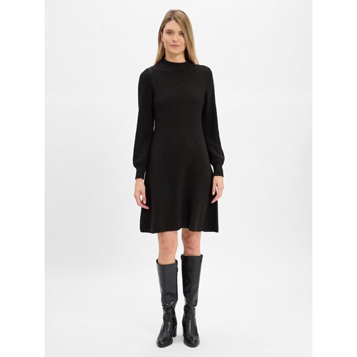 Monari Damska sukienka z dzianiny Kobiety Bawełna czarny jednolity ze sklepu vangraaf w kategorii Sukienki - zdjęcie 185551900