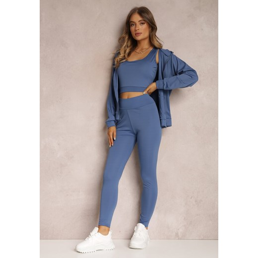 Niebieski 3-częściowy Komplet Dresowy z Legginsami Bluzą i Topem Heri ze sklepu renee.pl w kategorii Komplety i garnitury damskie - zdjęcie 185551991