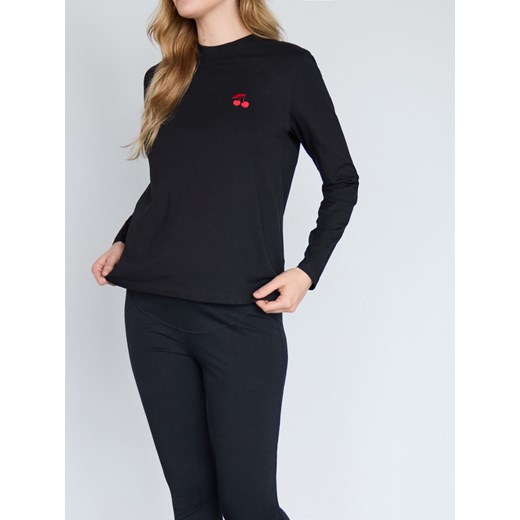 Reserved - Bawełniany longsleeve - czarny ze sklepu Reserved w kategorii Bluzki damskie - zdjęcie 185552562