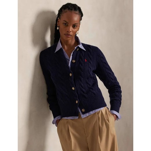 POLO RALPH LAUREN Wełniany kardigan | Slim Fit | z dodatkiem kaszmiru ze sklepu Gomez Fashion Store w kategorii Swetry damskie - zdjęcie 185553572
