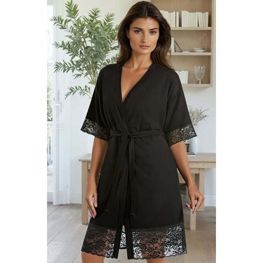 Czarny szlafrok damski Gloria 2901, Kolor czarny, Rozmiar S, Teyli ze sklepu Primodo w kategorii Szlafroki damskie - zdjęcie 185554974