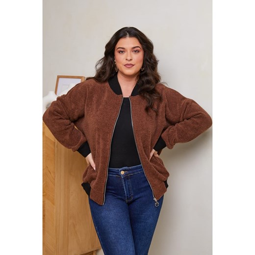 Curvy Lady Kurtka w kolorze brązowym ze sklepu Limango Polska w kategorii Kurtki damskie - zdjęcie 185555402
