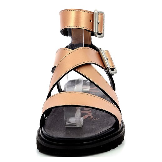 Kickers Skórzane sandały &quot;Neosunny&quot; w kolorze złoto-czarnym 37 wyprzedaż Limango Polska