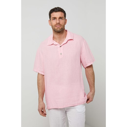 Rodier Lin Lniana koszulka polo w kolorze jasnoróżowym ze sklepu Limango Polska w kategorii T-shirty męskie - zdjęcie 185556230