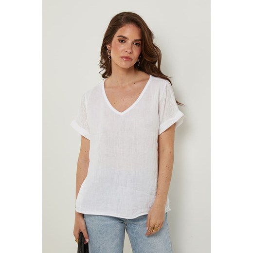 Rodier Lin Lniana koszulka w kolorze białym Rodier Lin XL/XXL Limango Polska wyprzedaż