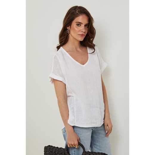 Rodier Lin Lniana koszulka w kolorze białym Rodier Lin XL/XXL Limango Polska promocja