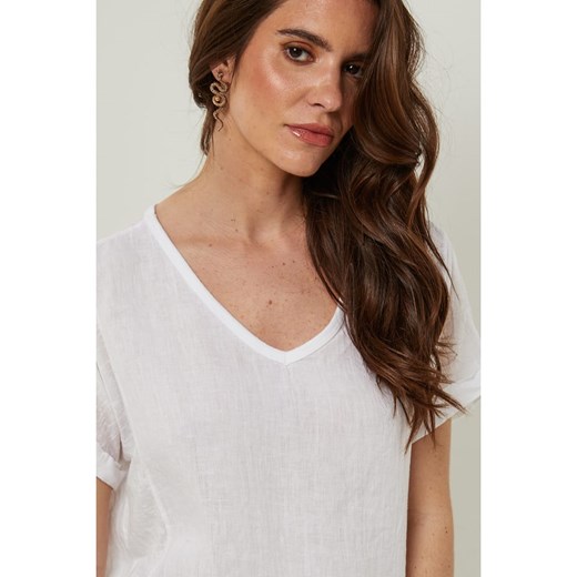 Rodier Lin Lniana koszulka w kolorze białym Rodier Lin XL/XXL promocyjna cena Limango Polska