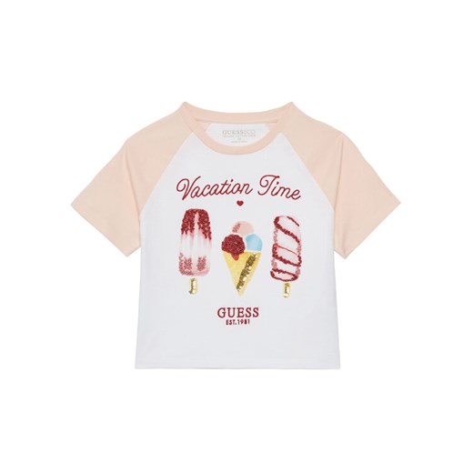 Guess T-Shirt J5GI06 K8HM4 Biały Boxy Fit ze sklepu MODIVO w kategorii Bluzki dziewczęce - zdjęcie 185557631