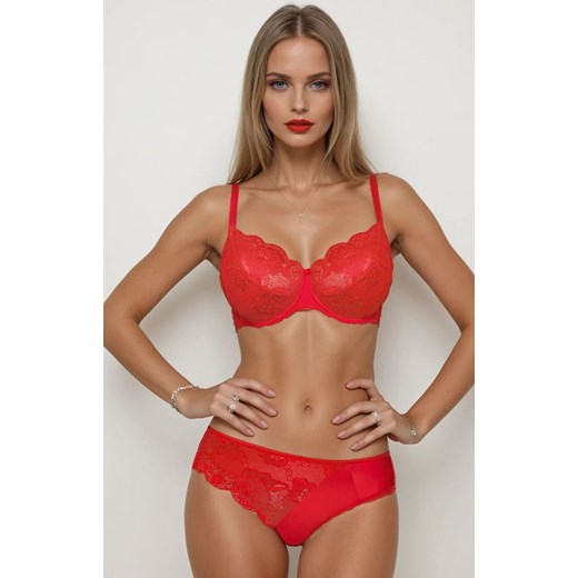 Koronkowy biustonosz miękki soft czerwony Cleo II, Kolor czerwony, Rozmiar 65C, PariPari Lingerie ze sklepu Intymna w kategorii Biustonosze - zdjęcie 185558112