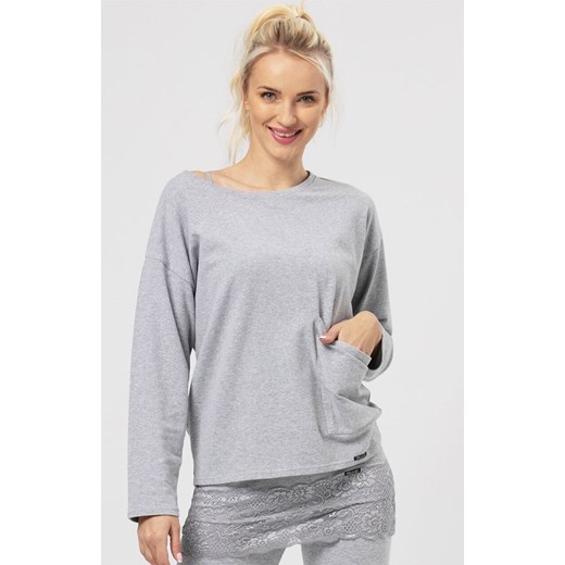 Ciepła bluza domowa jasnoszara Hot Touch LHB 729 3, Kolor jasnoszary, Rozmiar S, Key ze sklepu Intymna w kategorii Bluzy damskie - zdjęcie 185558210