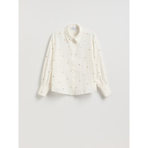 Reserved - Koszula z haftowanym wzorem - złamana biel Reserved XS Reserved