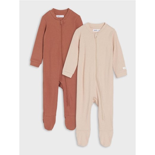 Sinsay - Śpiochy z prążkowanej dzianiny 2 pack - beżowy ze sklepu Sinsay w kategorii Odzież dla niemowląt - zdjęcie 185559923
