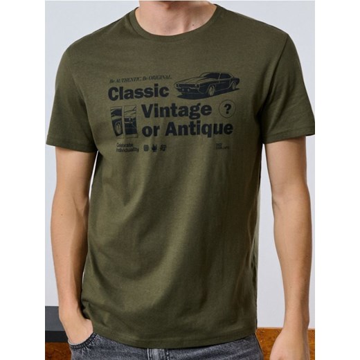 Sinsay - Koszulka z nadrukiem - zielony ze sklepu Sinsay w kategorii T-shirty męskie - zdjęcie 185559981