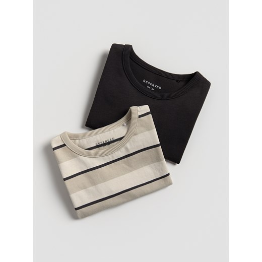Reserved - Bawełniany longsleeve 2 pack - złamana biel ze sklepu Reserved w kategorii T-shirty chłopięce - zdjęcie 185560664