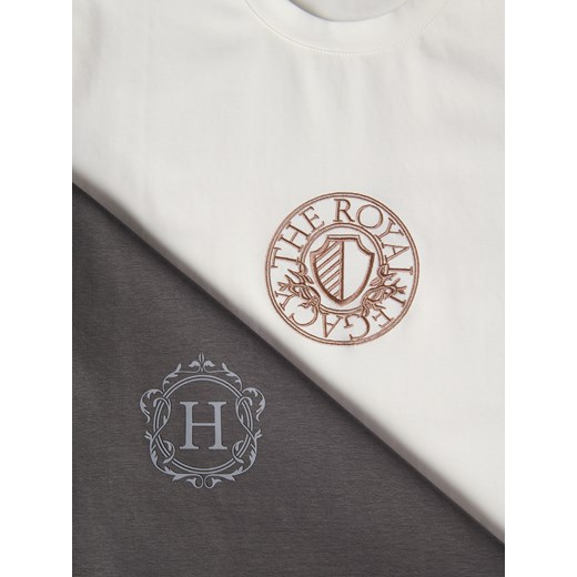 Reserved - T-shirt regular z merceryzowaną bawełną - ciemnoszary Reserved S Reserved