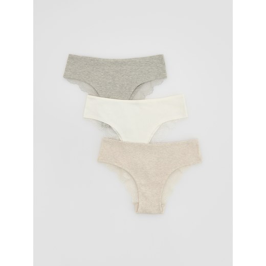 Reserved - Majtki typu hipster 3 pack - kremowy ze sklepu Reserved w kategorii Majtki damskie - zdjęcie 185560843