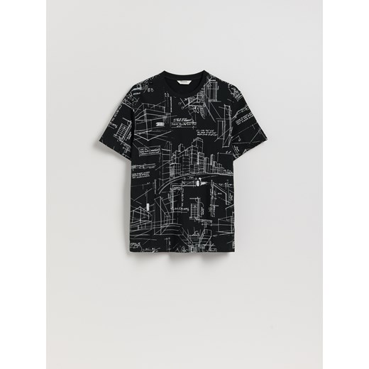 Reserved - T-shirt comfort z nadrukiem - czarny ze sklepu Reserved w kategorii T-shirty męskie - zdjęcie 185560893