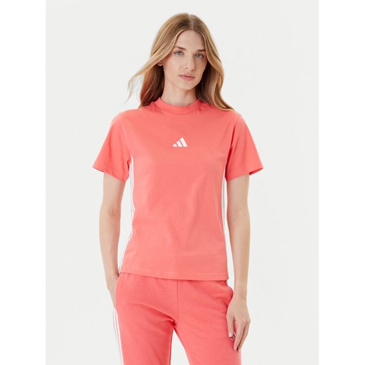 adidas T-Shirt Essentials 3-Stripes KE4377 Koralowy Regular Fit ze sklepu MODIVO w kategorii Bluzki damskie - zdjęcie 185562600