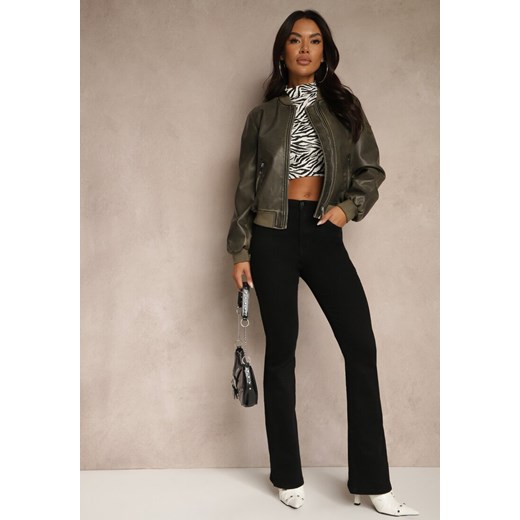 Czarne Jeansy Regular Waist o Fasonie Flare Vemia ze sklepu renee.pl w kategorii Jeansy damskie - zdjęcie 185563193