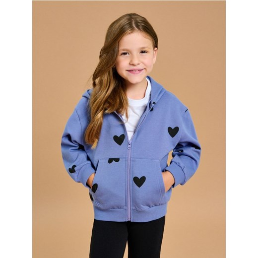 Sinsay - Bluza z kapturem w serca - niebieski ze sklepu Sinsay w kategorii Bluzy dziewczęce - zdjęcie 185565174