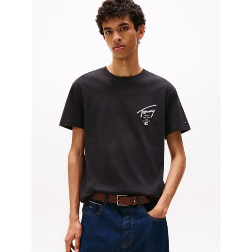 Tommy Jeans Koszulka męska Mężczyźni Bawełna czarny jednolity ze sklepu vangraaf w kategorii T-shirty męskie - zdjęcie 185572352