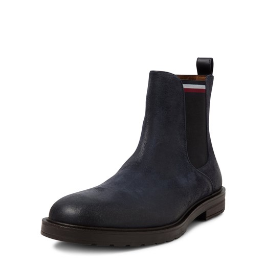 Tommy Hilfiger Skórzane buty Mężczyźni skóra granatowy jednolity ze sklepu vangraaf w kategorii Buty zimowe męskie - zdjęcie 185572380